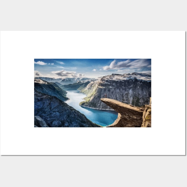 Trolltunga Norway Fjord Painting Wall Art by gktb